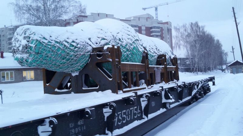 Hydraulic cylinder at Russian railway station