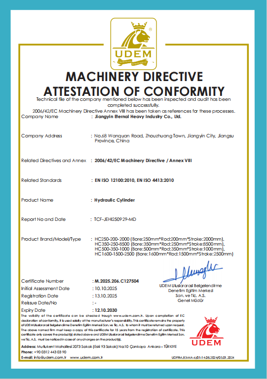 CE certificate from Jiangyin ETERNAL